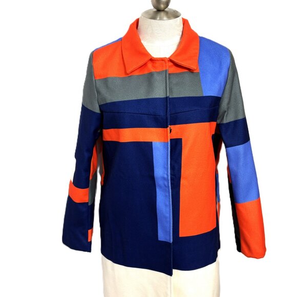 MissLook Geometric Colorblock Long Sleeve Jacket Coat - Picture 2 of 16